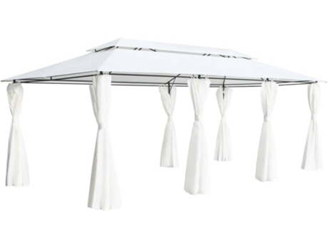 Gazebo com cortinas 600x298x270 cm 180g/m² branco