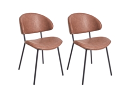 Conjunto de 2 cadeiras de refeição sem braços BELIANI Kiana de Pele sintética Castanho 50x59x81