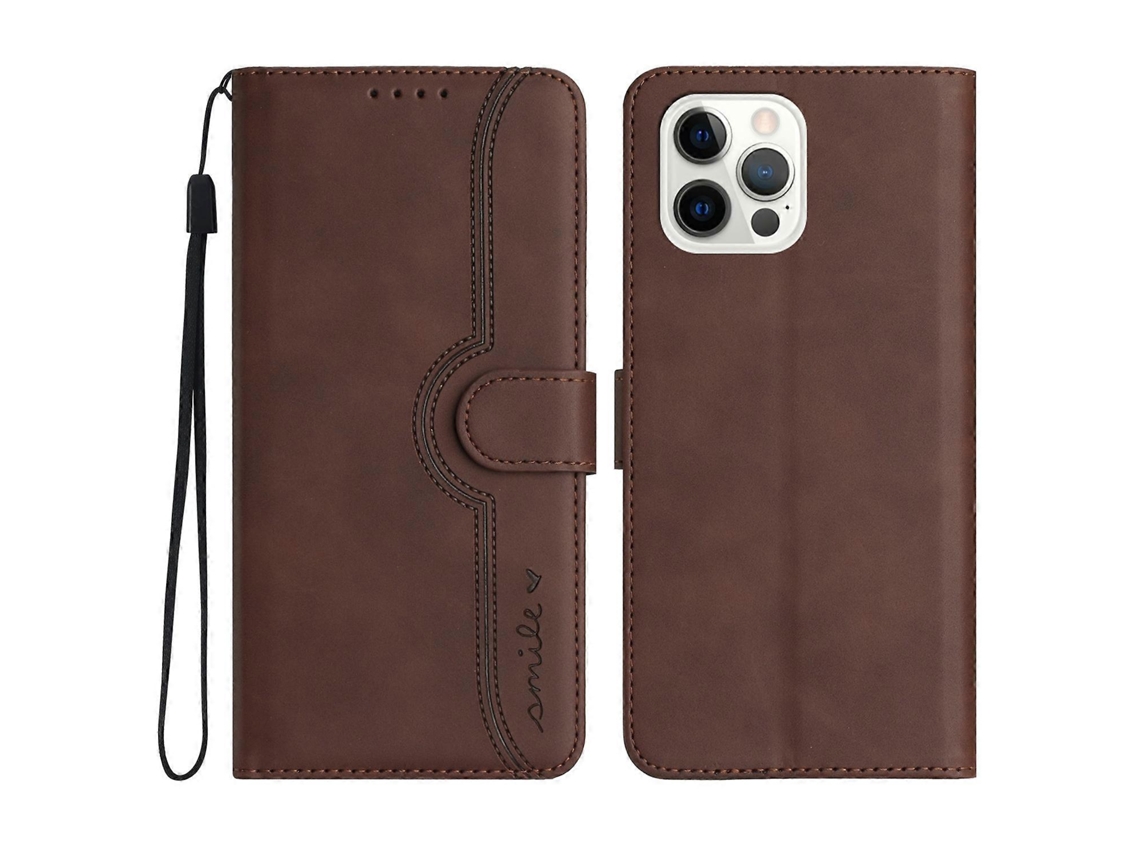 Capa De Couro Com Estampa De Coração Para Iphone 13 Pro Max