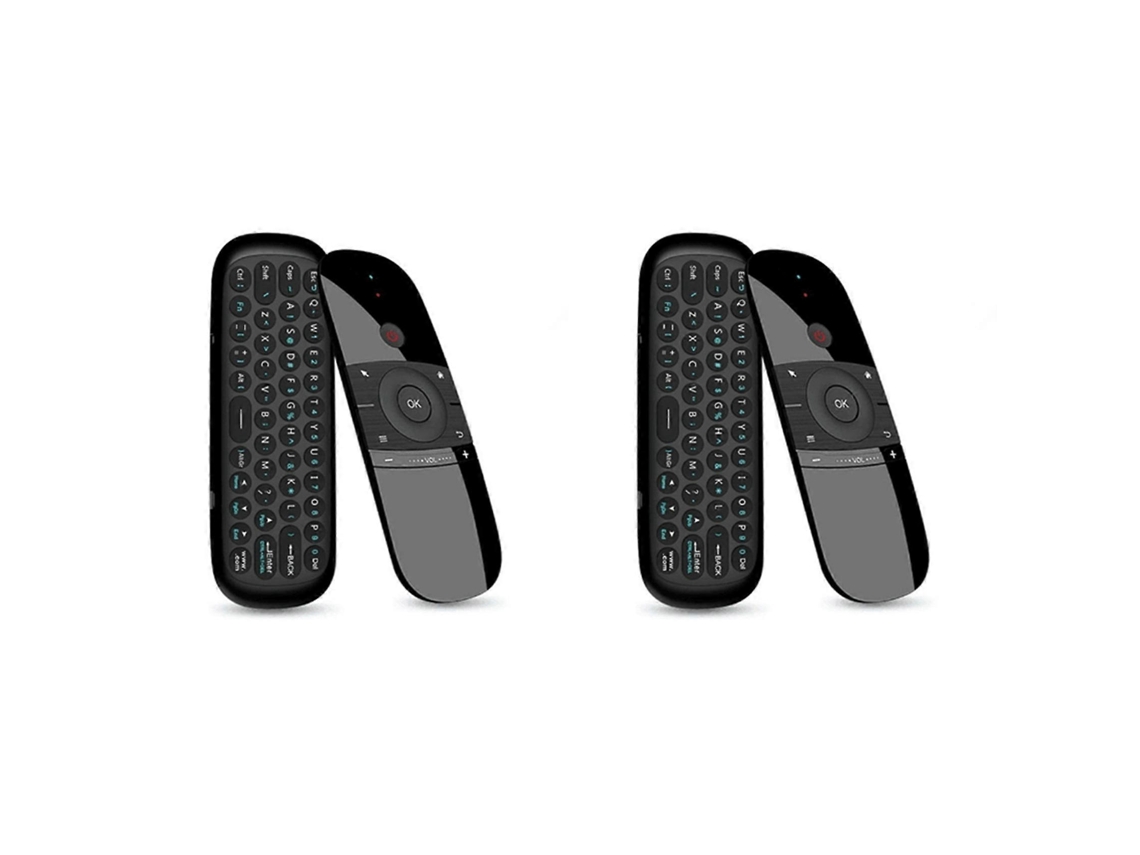 2x Mouse Aéreo W1 2.4g Semi Fio Teclado Controle Remoto Sensor de Movimento IR Aprendizagem 6 Eixos Para Smart TV Android PC