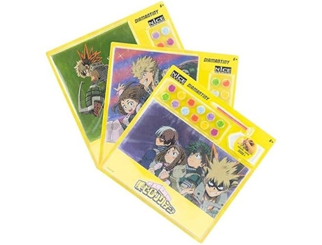 Kit DIAMANTINY - My Hero Academy Temporada 3 - Mosaico em relevo com pedras preciosas 3D