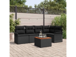 Vidaxl Conjunto De Sofá De Jardim 6 Unid. Preto Vime Pe