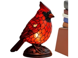 Abajur De Mesa Genérico Com Estatueta Pássaro Vermelha Iluminada