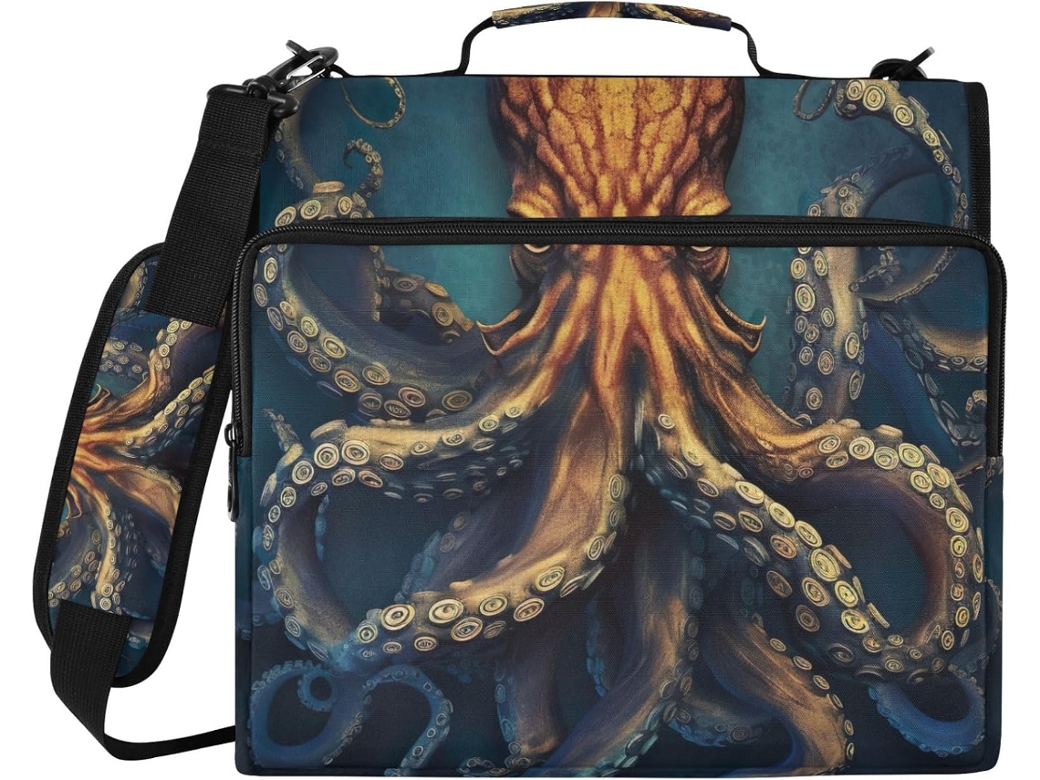 Organizador de massa impermeável Angry Marine Life com 3 argolas e zíper para carteira escolar