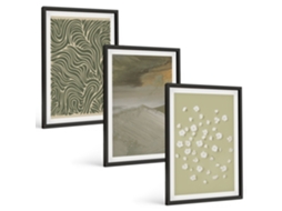 Conjunto De Pinturas Padrões Abstratos De Flores Onduladas Espelharte (3 Peças 40x60 Cm)