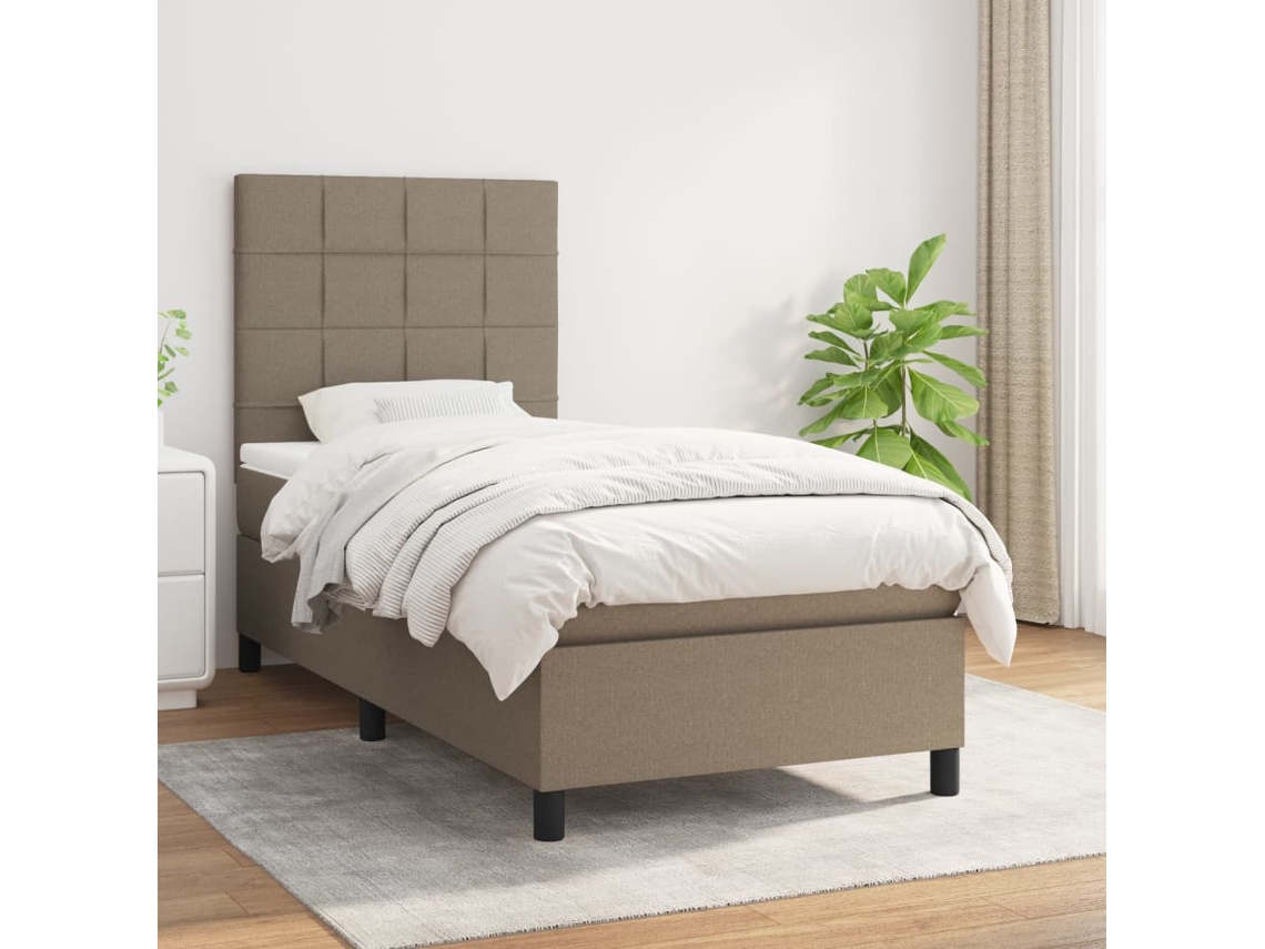 Vidaxl Cama Com Molas/colchão 90x190 Cm Tecido Castanho-acinzentado