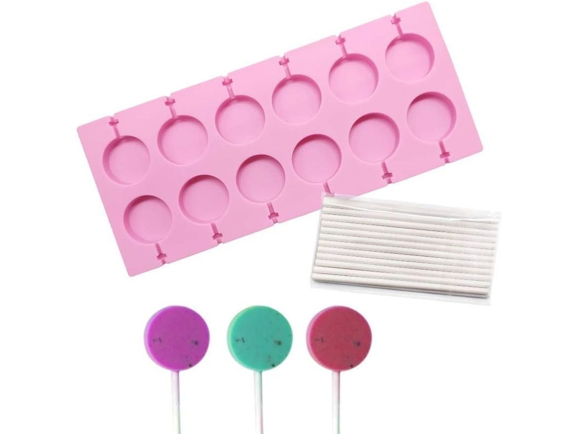 Molde De Silicona Para Chupetines Forma Sakura Com 25 Palitos Material Alimentário Resistente Ao Calor