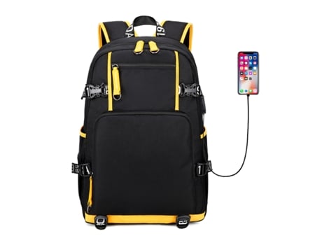 Mochila de ombro mochila de estudante simples mochila de estudante casual mochila de homem de 16 polegadas Borda amarela