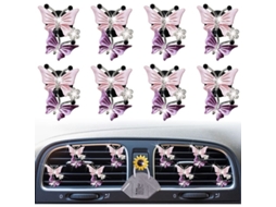 Clips de Aromatizador de Ar para Carro para Mulheres, Lindos Clips com Borboletas Duas e Strass 8 Pcs