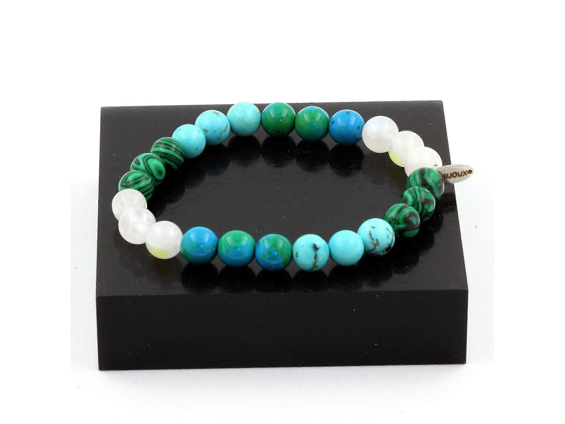 Pulseira De Contas De Crisocola, Malaquita, Turquesa E Pedra Da Lua Nostalgia88 (8 Mm)