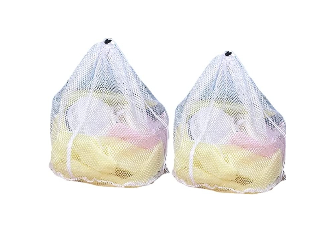 Pacote com 2 Sacos de Lavanderia Pequenos Malha Cordão para Uso Comercial em Dormitórios, Tr BRILVIBERA