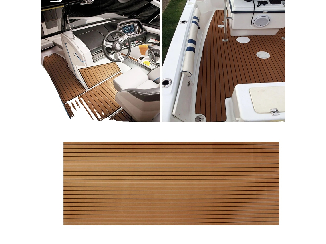Piso Marinho De Espuma Eva, Instalação Fácil, Confortável E Durável, Marrom 300x90cm