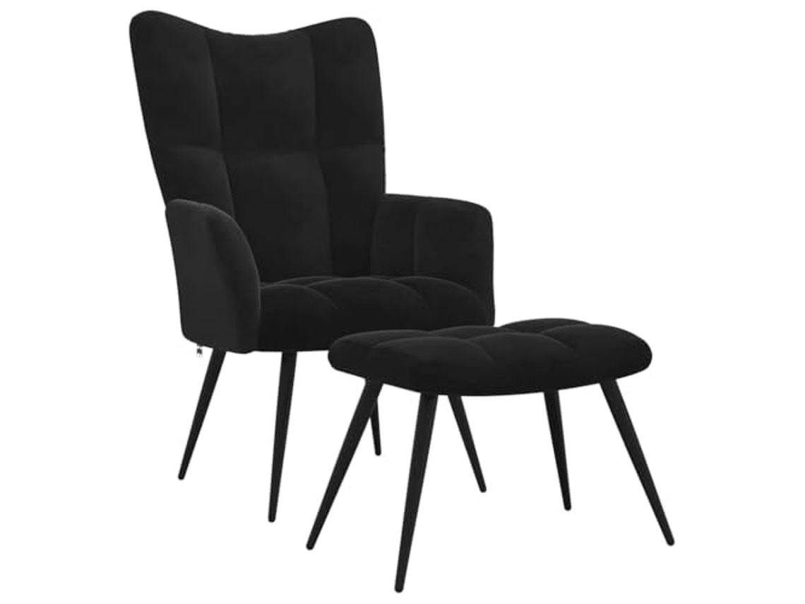 Relaxing Chair With Stool, Relaxing Chairs With Stools Vidaxl Preto Veludo
