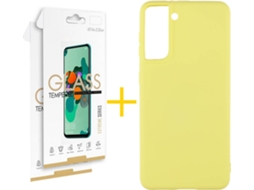 Kit Capa e 2 Películas Samsung Galaxy S21 + Plus SKYHE Liso (Amarelo)