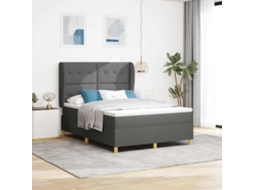 Vidaxl Cama Box Com Cabeceira Manual Cinza Escuro 190 X 140 Cm Tecido