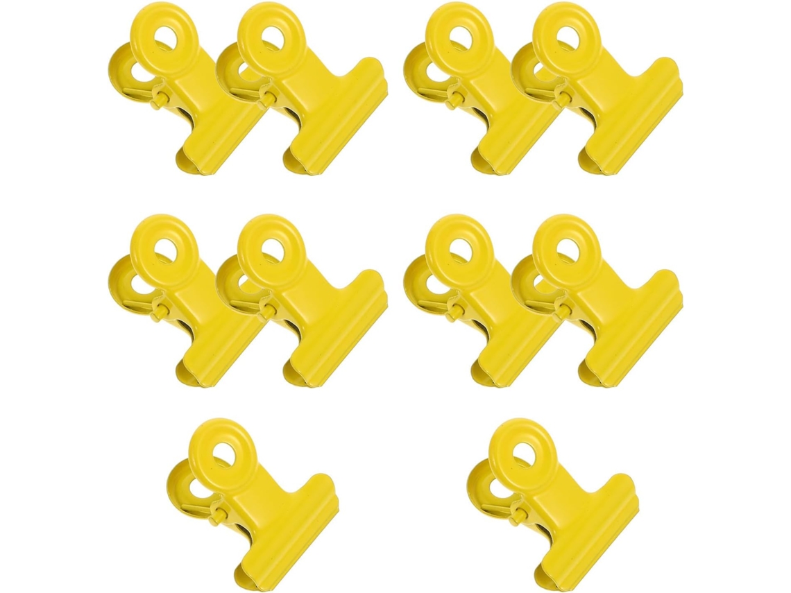 Ipetboom 10 Pequenos Prendedores de Massa de Metal na Cor Amarela, Práticos e Convenientes para Uso Doméstico Fora da Mesa