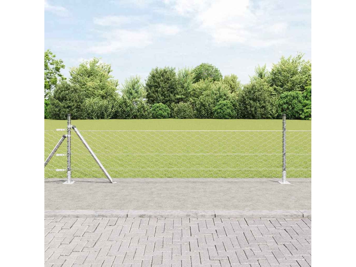 Vidaxl Cerca Hexagonal Com Base De Concreto 10 X 0,5 M Aço Galvanizado
