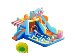 Castelo Inflável Aquático com Trampolim e Soprador de 450w, Ideal para Verão e Brincadeiras Ao Ar Livre Seguras cs
