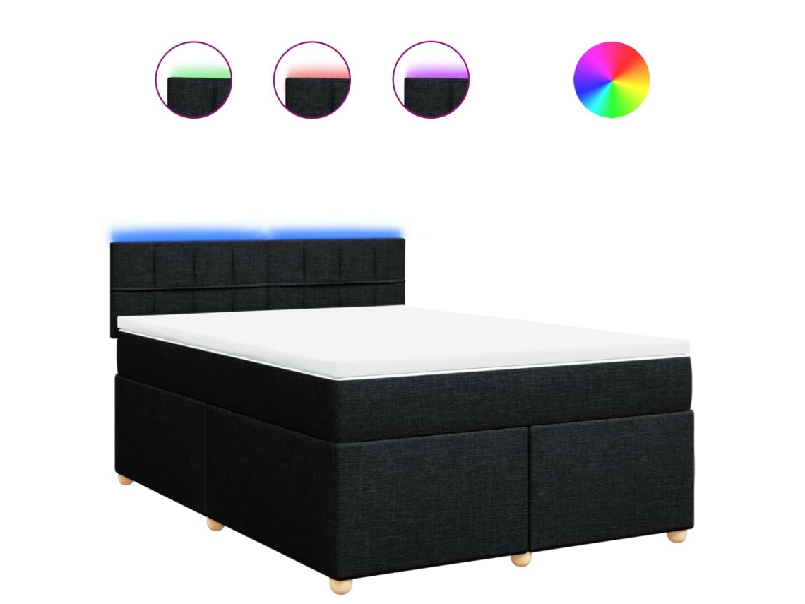 Box Spring Bed, Box Spring Beds Vidaxl Preto Tecido (140 X 190 Cm)