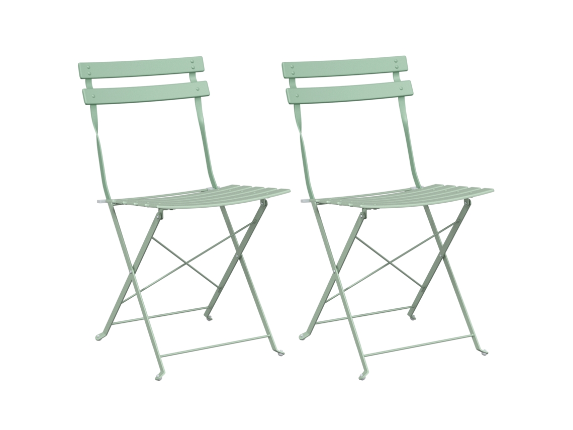 Conjunto 2 Cadeira De Jardim Vidaxl Verde Aço Revestido A Pó (42 X 46 X 82cm)