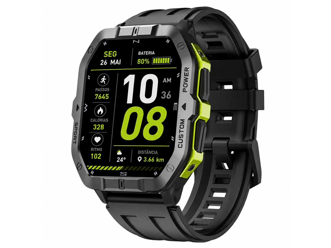 Smartwatch Chronus C32 Pro (gps - 2atm Para Natação - Bússola - Chamadas Bluetooth - Verde)