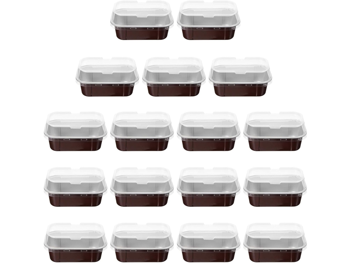 Conjunto De 50 Recipientes Alumínio Com Tampas Para Cupcakes E Sobremesas, Formas Retangulares Para Assar E Armazenar