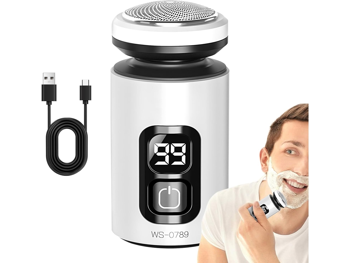 Aparador de barba elétrico semi-fio masculino, para uso a seco e com aparador, portátil
