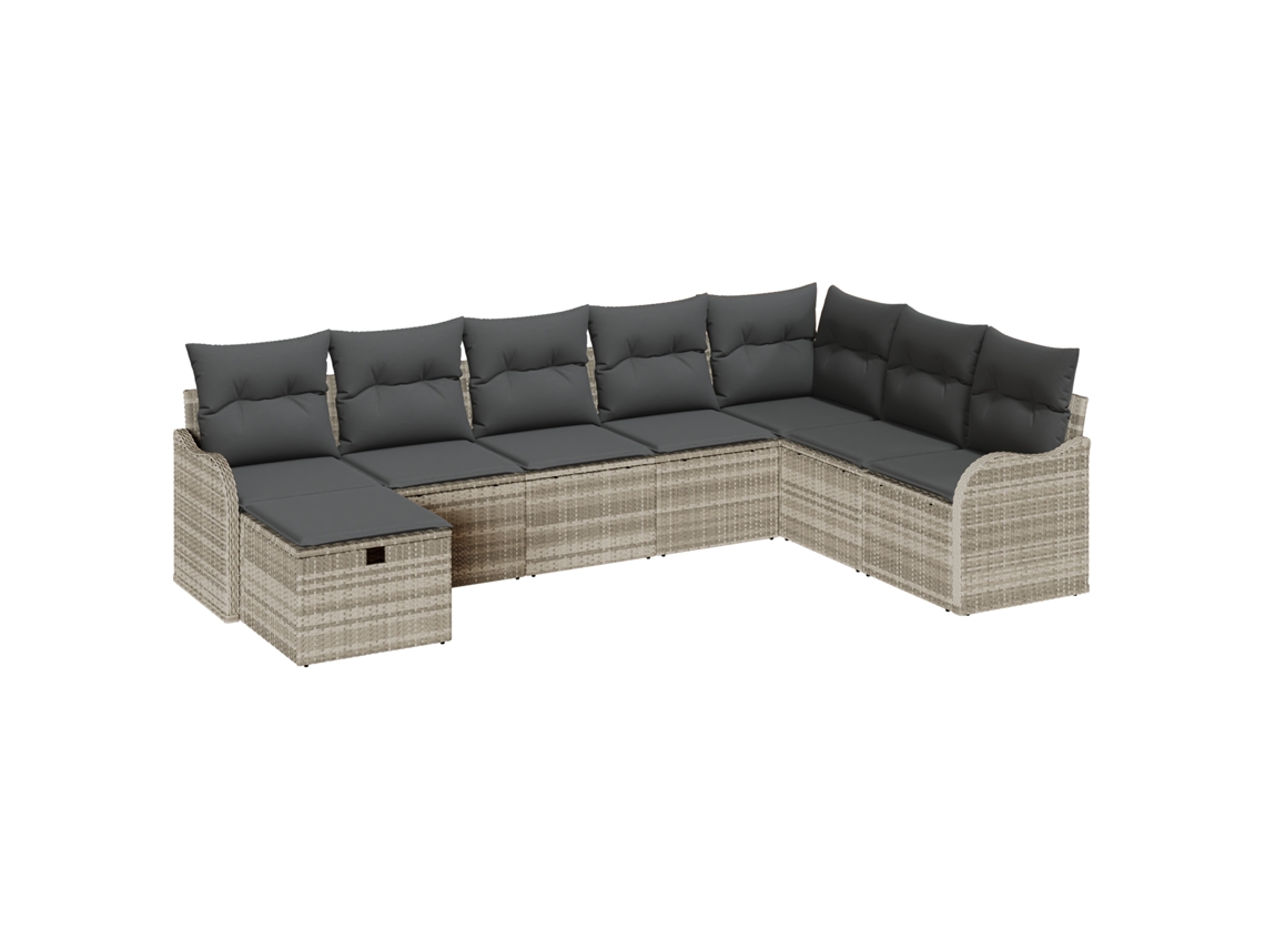 Conjunto 8 Conjunto De Sofá De Jardim Vidaxl Cinzento-claro Vime Pe (287,5 X 177,5 X 85 Cm)