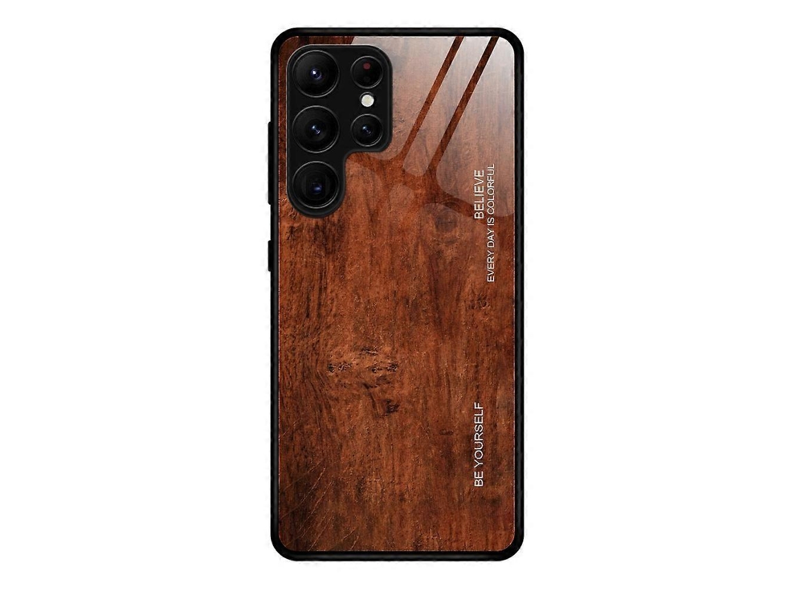 Capa De Celular Com Acabamento Em Madeira E Vidro Para Samsung Galaxy S23 Ultra 5g