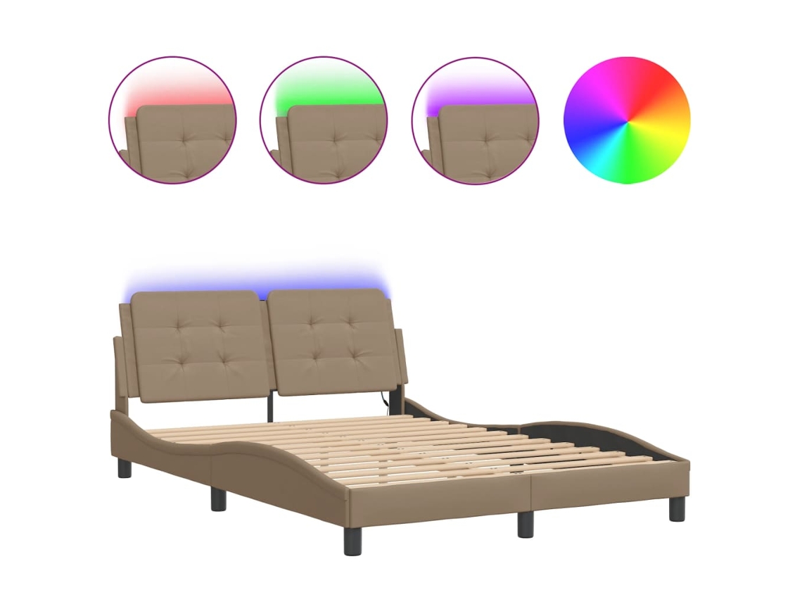 Bed Frame, Bed Frames Vidaxl Marrom Couro Artificial (140 X 200 Cm)