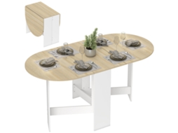 Mesa Dobrável de Cozinha com Asas Dobráveis, Mesa de Cozinha Dobrável em Formato Oval Estilo Moderno 163x80x75 Cm Natural Ge