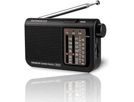 V117 Rádio Portable, Rádio Transistores Fm Am Sw, Rádio A Bateria, Grande Botão, Entrada Para Fone De Ouvido, Banheiro, Cozinha Retekess