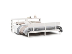 Cama Sem Colchão 180x200 cm Madeira de Pinho Maciça Branco MAISON EXCLUSIVE