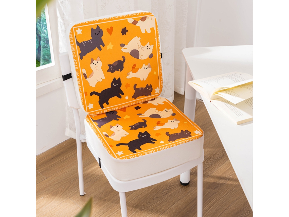 Assento Elevatório Almofada Para Bebê Eifson Esponja 5+10cm Removível Com Fixação - Gato Amarelo