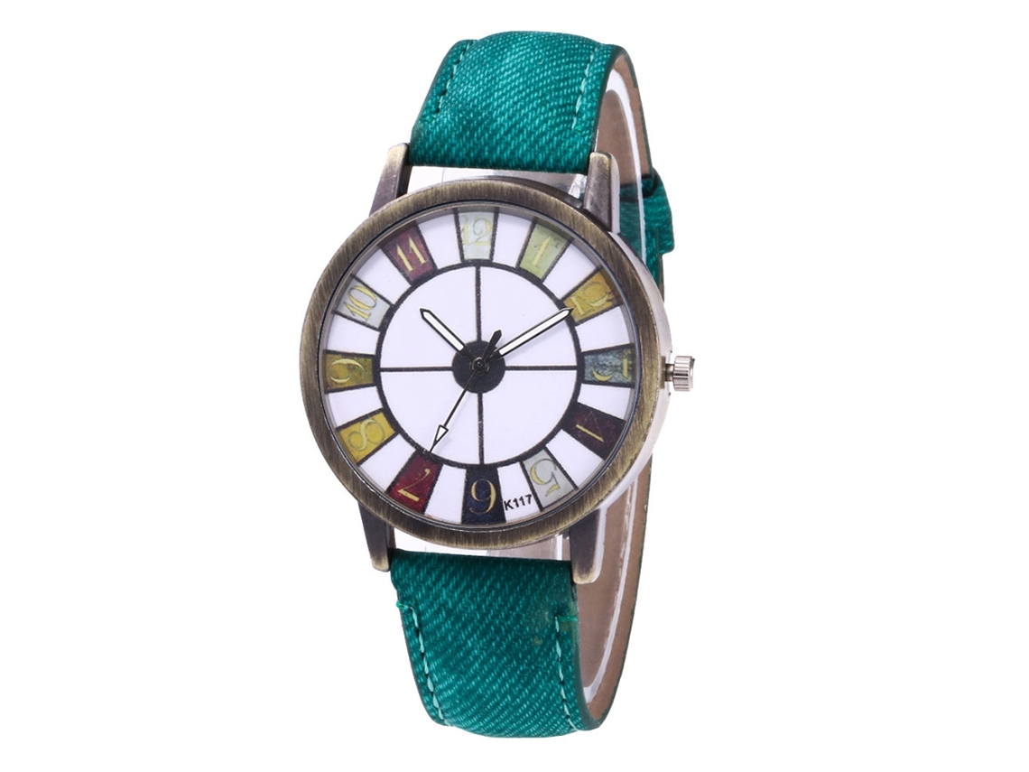 Reloj De Pulsera Casual Unisex Con Correa De Jeans Cuarzo Zhoulianfa (verde)