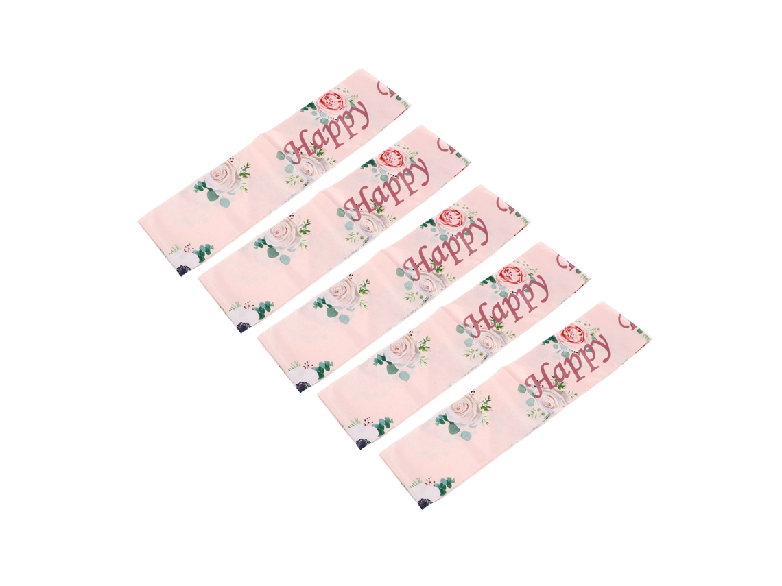 Faixa Aniversário Menina Flor Estilo Elegante Poliéster 5 Unidades