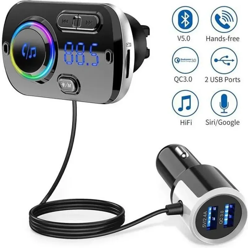 Transmissor Fm Bluetooth Veicular, Carga Rápida, Mãos-livres