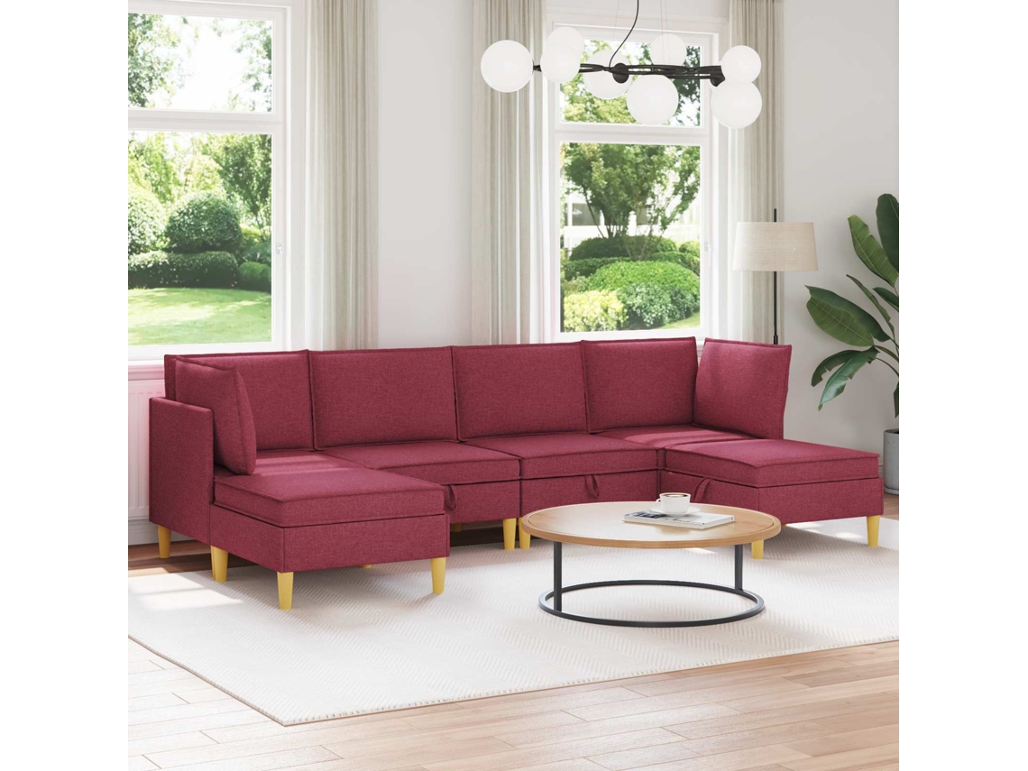 Vidaxl Conjunto De Sofá Modular Com Armazenamento 6 Unid. Tecido