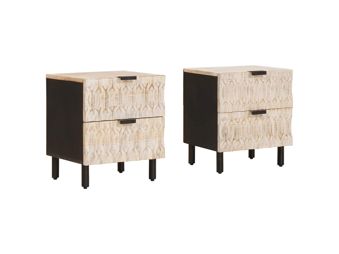 Vidaxl Armário De Cabeceira Com Gaveta 2 Pcs Branco 40 X 33 X 46 Cm