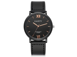 Reloj Hombre De Cuero Pu Moda Analógico De Cuarzo Pulsera Gaiety Negro