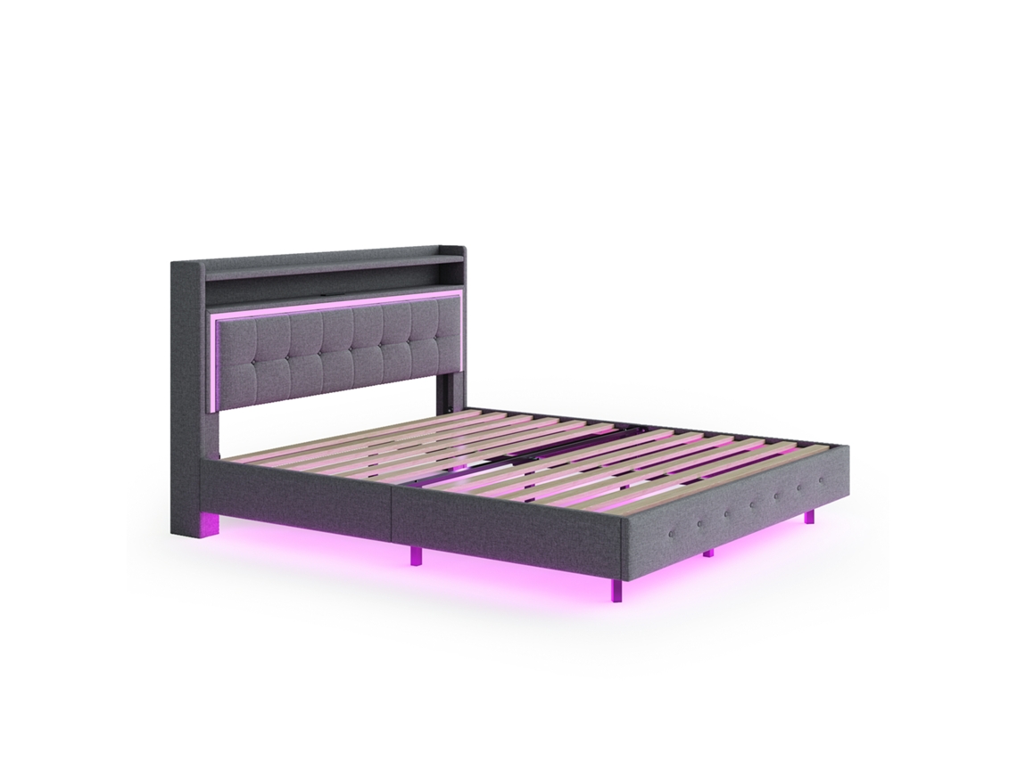 Cama Juvenil Estofada 90x200 com Usb e Gavetas PAPRIKA