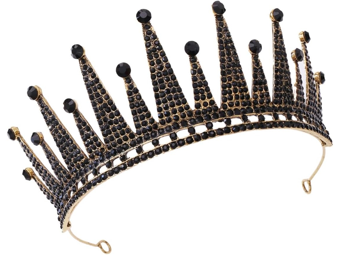 Coroa Preta Metallic Garter Retro para Mulher, Decoração de Cabelo, Confortável