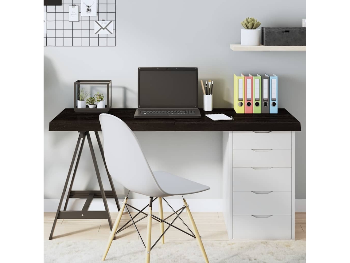 Vidaxl Tampo De Mesa 140x50x(2-6) Cm Carvalho Tratado Castanho-escuro
