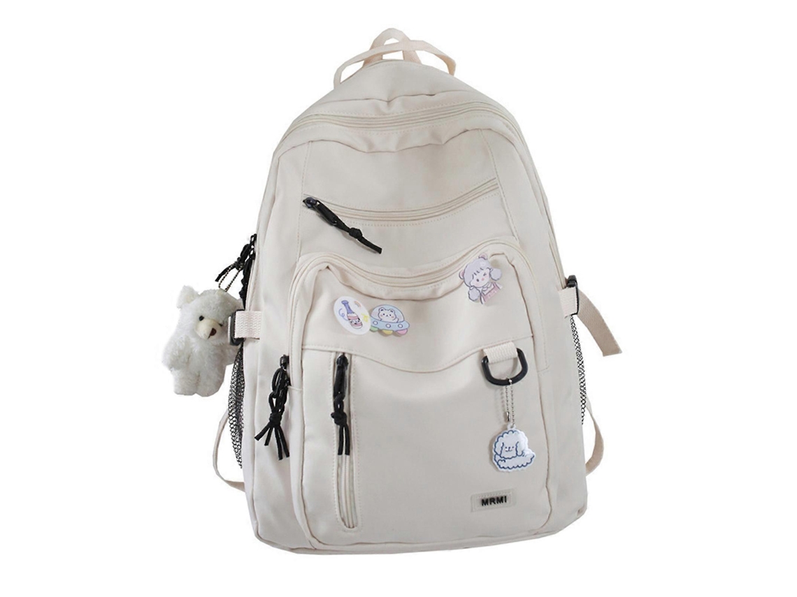 Mochila Feminina Leve Para Laptop, Mochila Escolar Elegante Para Faculdade, Adequada Para Mulheres Modernas, Branca.