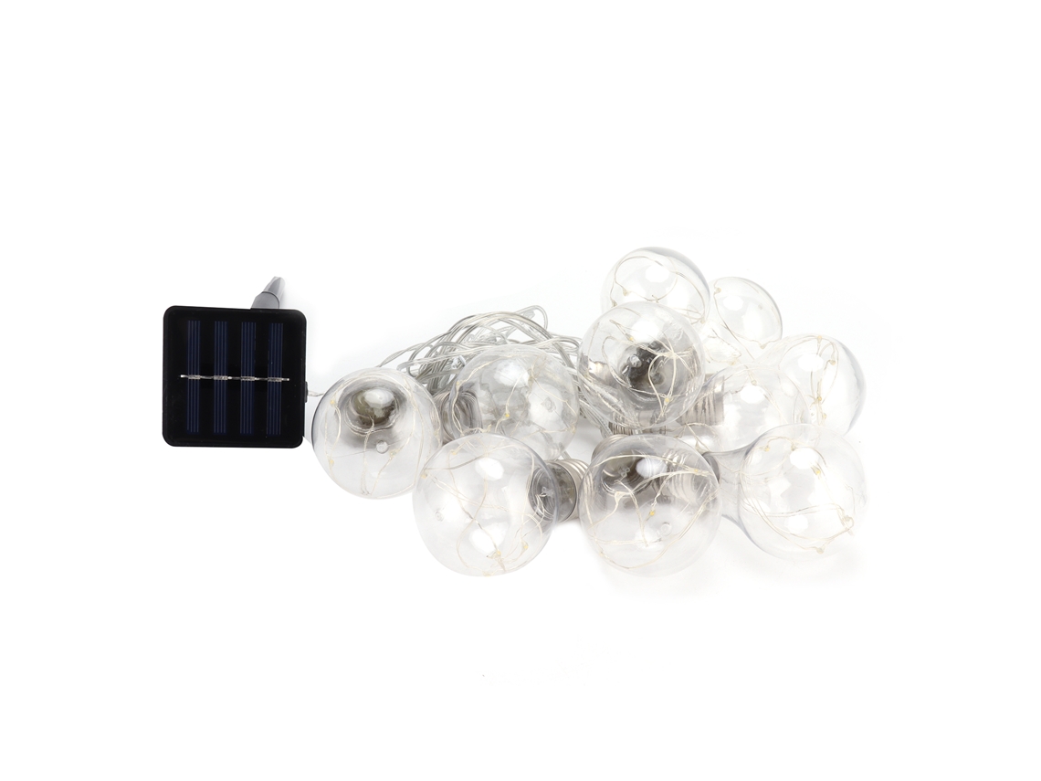 2026 luz de Cuerda Solar com 50 Leds, Lâmpada Decorativa Impermeável, Luz Quente para Casamento Exterior e Jardim