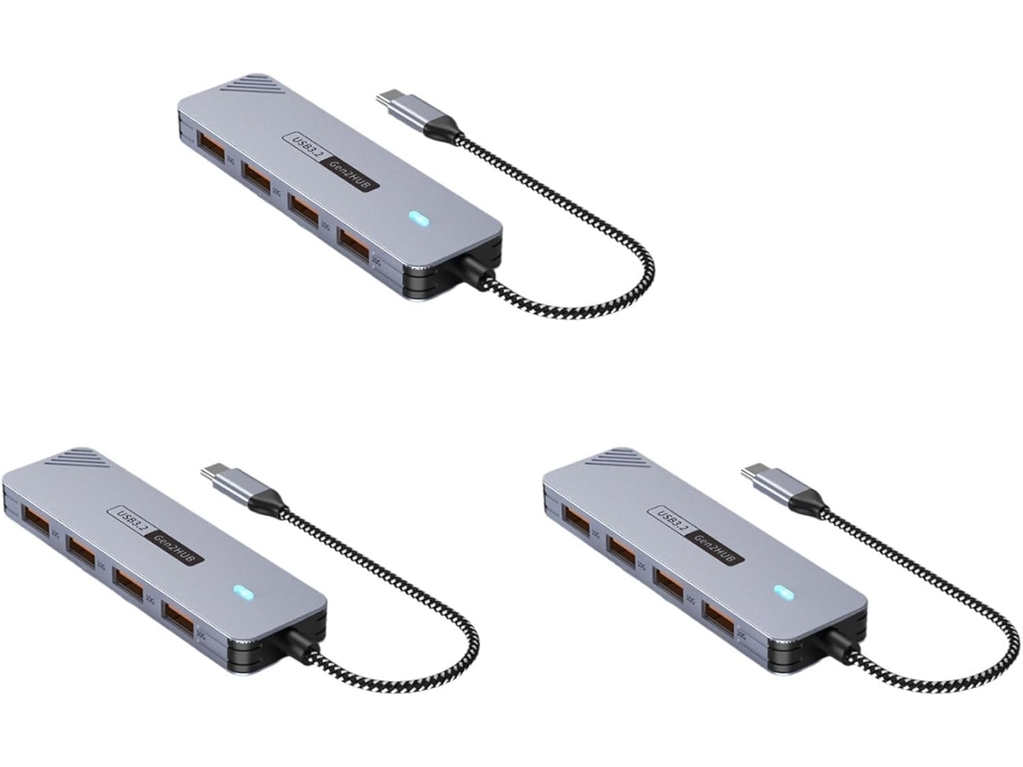 Hub Usb 3.2 Gen2 De 3 Portas 10gbps, Divisor Alta Velocidade, Type-c