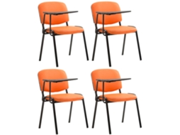 Conjunto de 4 cadeiras Ken com mesa rebatível em imitação de pele laranja CLP