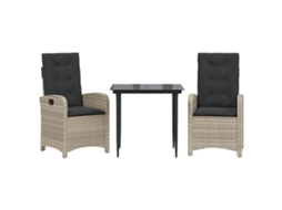 Maison Exclusive - 3 Pcs Conjunto De Jantar P/ Jardim C/ Almofadões Cinzento Claro