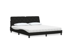 Vidaxl Cama Com Colchão 180x200 Cm Tecido Preto