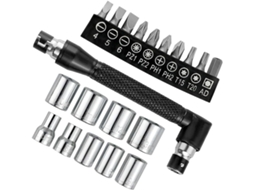 Jogo De 21 Chaves Com Cabo T 1/4" Dupla Para Reparos Automotivos